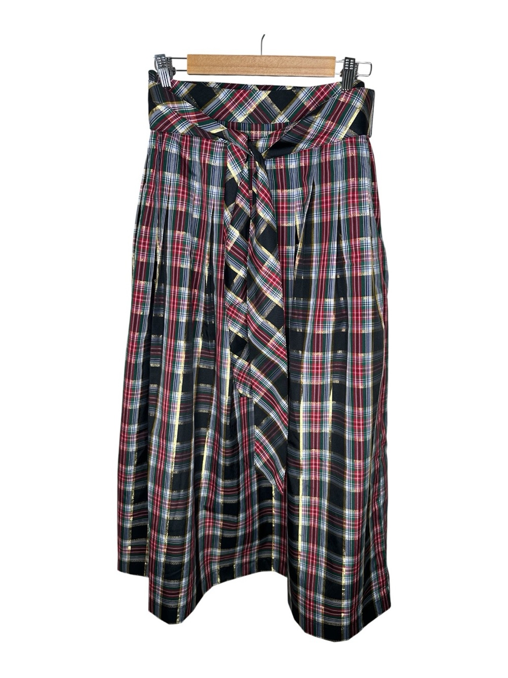 Talbots Metallic Taffeta Pleated Maxi Skirt Celebrate Plaid Size 12 Holiday - Picture 2 of 12